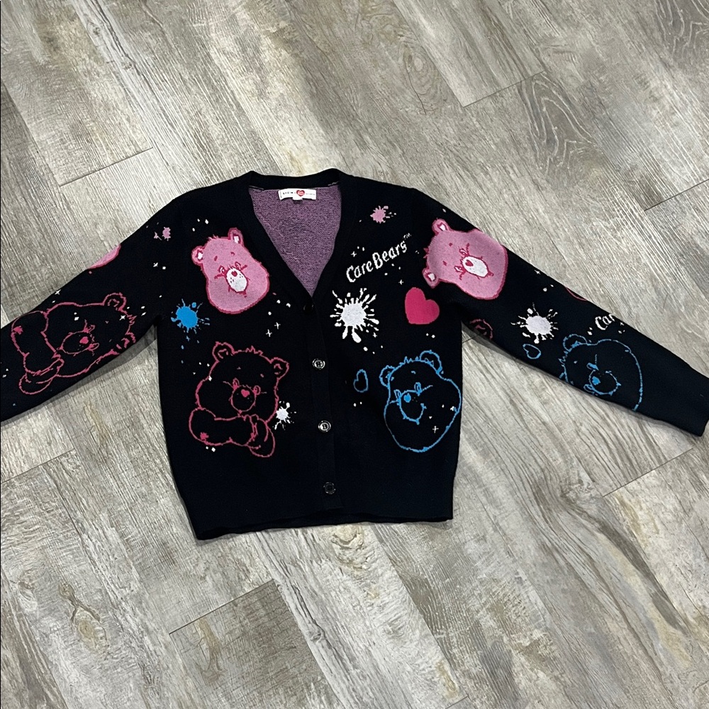 Care Bears Black Sweater with Pink and Blue Highlights